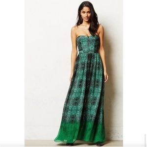 Green Anthropologie Moulinette Soeurs Versalis Snake Print Maxi Dress Size 4 EUC